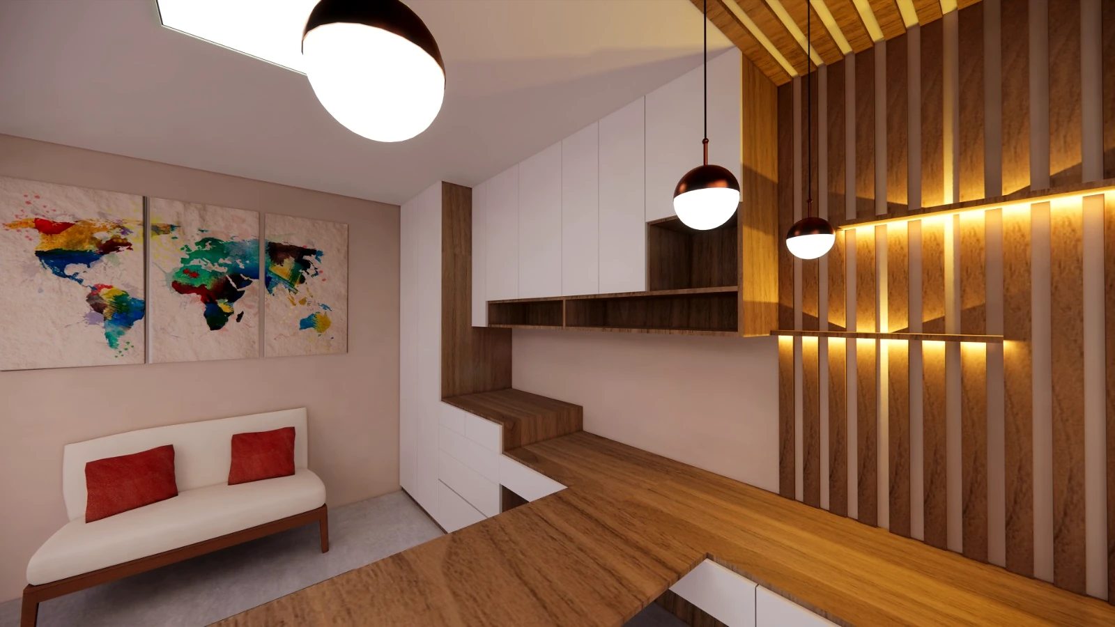 Diseño propio de GRUPO GAAN con iluminación general, puntual y decorativa integrada al espacio interior
