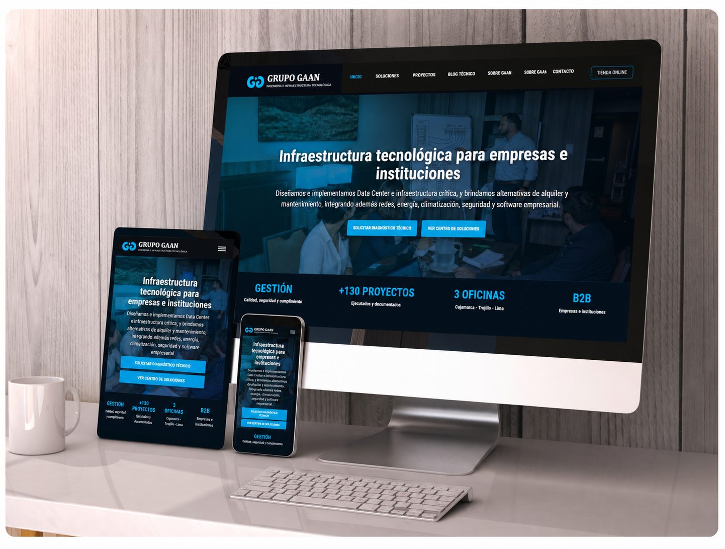 Plataforma web responsive desarrollada para la presencia digital de GRUPO GAAN